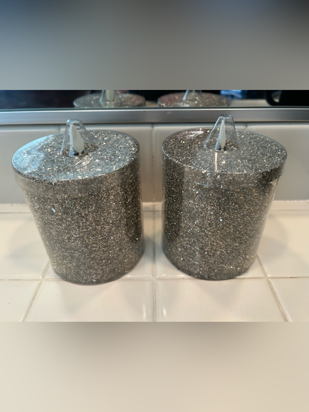 Pottery Barn Flickering Flameless Candle Gold Glitter 4x4.5 Lot Of 2 New Battery